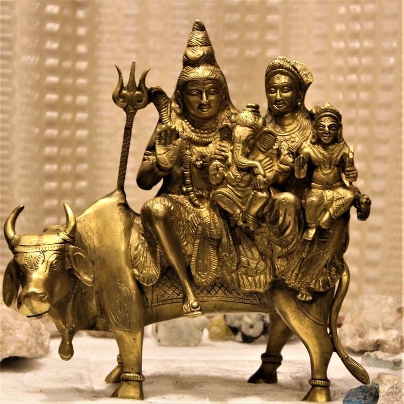 Image of Shiv Parivar 26.5 cm Lord Shiva Parvati Kartikeya and Ganesha Murti Shiv Family Parivar Idol Statue for Home Decor Mandir Temple Gift Showpiece 4.380 kg (Design 8)