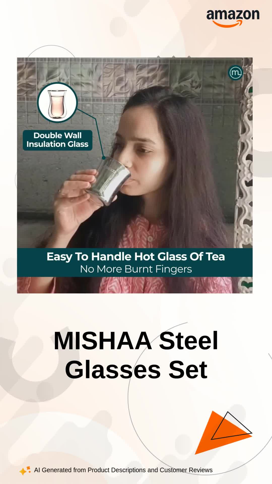 MISHAA Double Wall Stainless Steel Glasses Set of 6 pcs with Lids MISHAA Double Wall Stainless Steel Glasses Set of 6 pcs with Lids