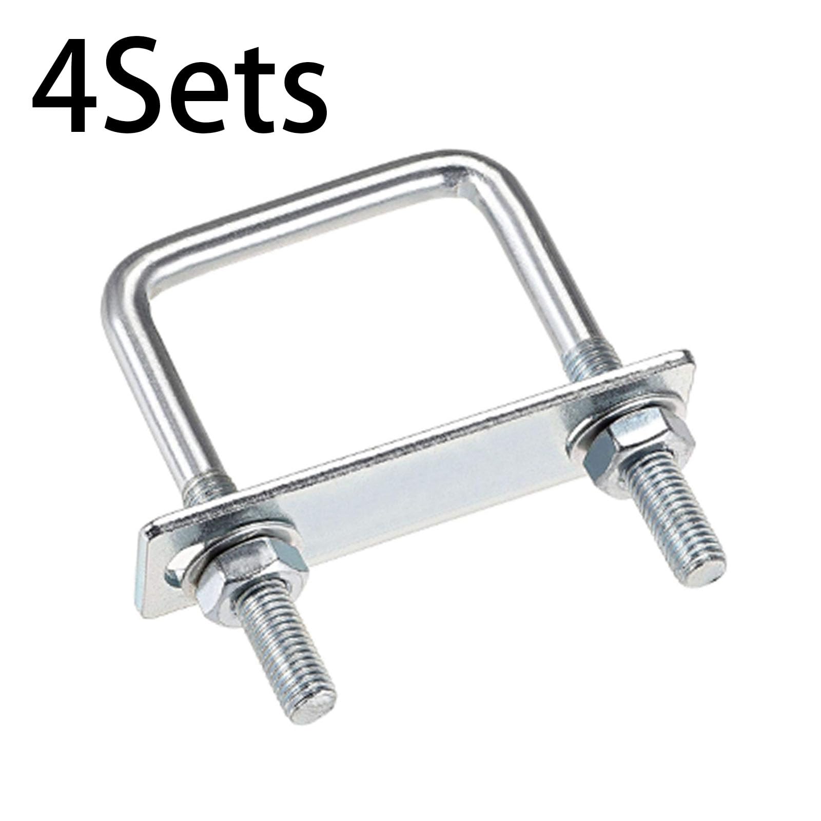 TA-VIGOR 4 sets M8 Square U-Bolts, 50mm Inner Width 80mm Length Steel U-Bolts with Nut, Plate - Image 3