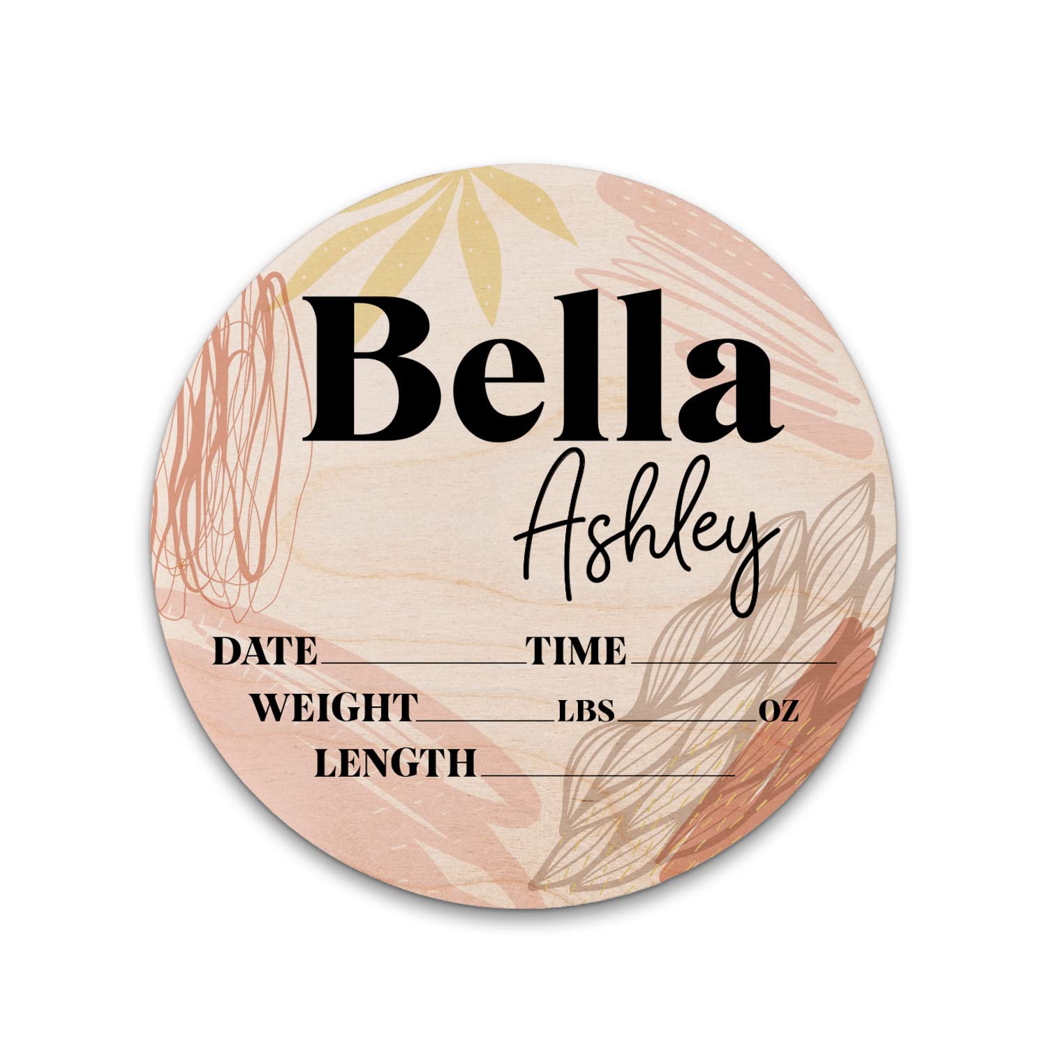 Birth Stat Sign Personalized for Newborn Baby, Abstract Design, Crib & Nursery Decor, Photography Prop, Baby Shower Gifts, Gender Reveal, Pregnancy Announcement, Hickory Hollow Designs