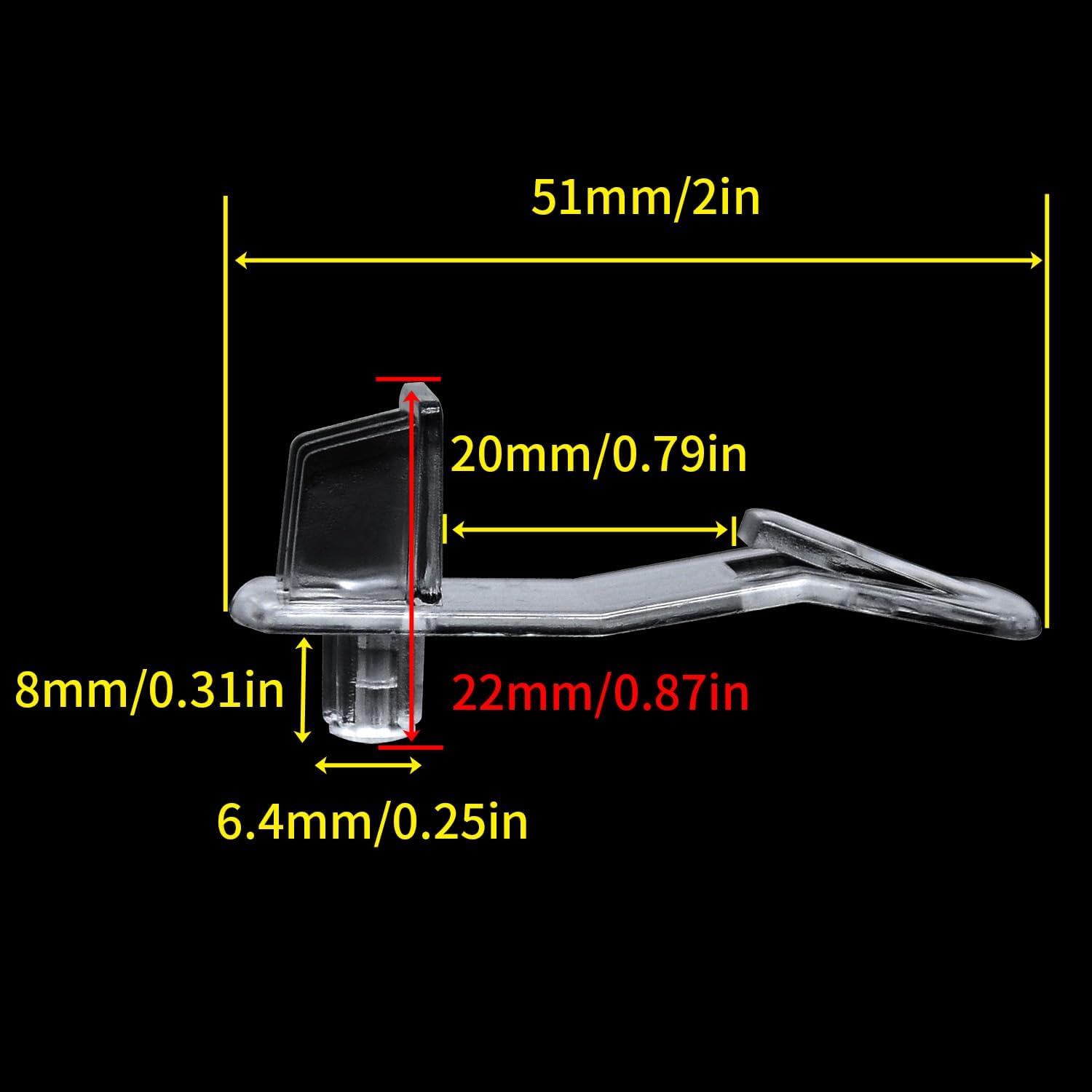 Surf turtle 30Pcs Shelf Support Peg,Clear Plastic Locking Shelf Support Pin Clips,Cabinet Shelf Pins for 25/32inch Shelf and 1/4inch Diameter Hole