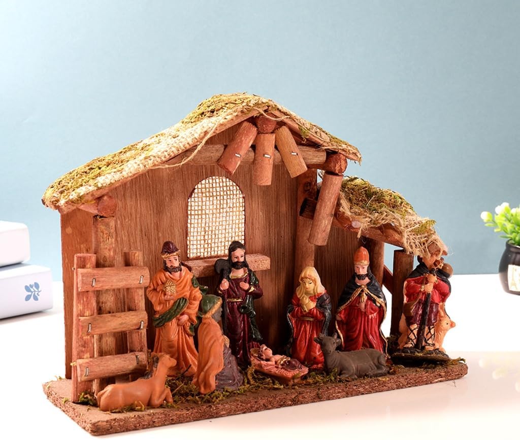 Christmas Nativity Figurines Holy Family Figure with Donkeys Nativity Figure