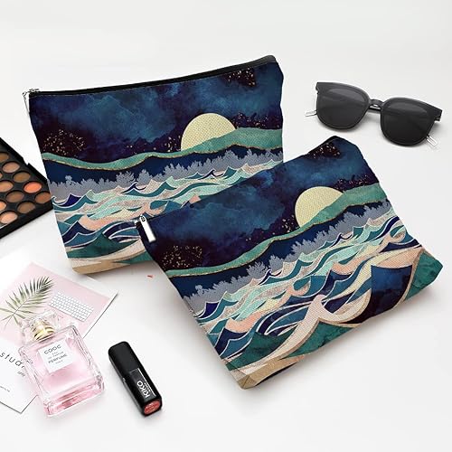 Miniatura 5 de Bolso Pequeño de Maquillaje para Bolso, Lindo Bolso de Cosméticos de Lona Impermeable para Mujeres, Bolso Organizador de Viaje con Cremallera para