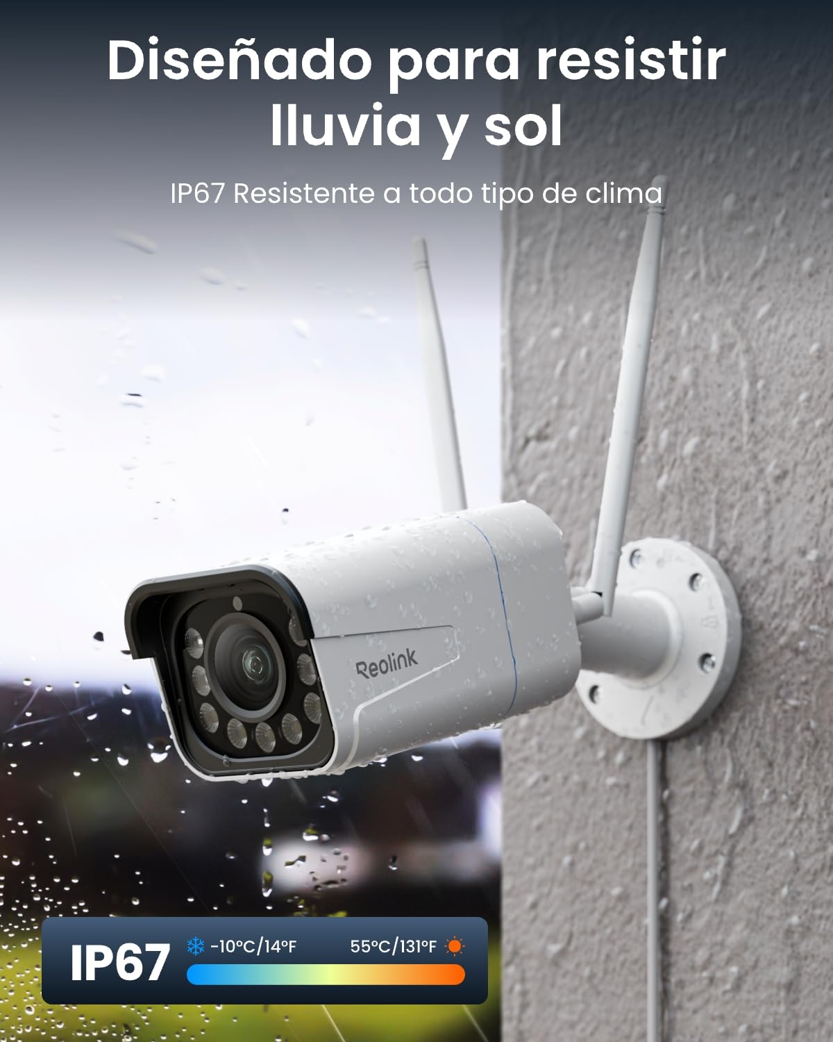 Reolink 4K Camara Vigilancia WiFi Exterior, Zoom Óptico 5X, Detección de Persona/Vehículo/Animale, Cámara Exterior de Seguridad IP67, Visión Nocturna, Wi-Fi 6 2,4/5GHz, Audio Bidireccional, RLC-811WA