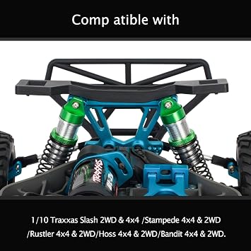 Aluminum Front And Rear Shock Absorber for 1/10 Traxxas Slash 4x4 2WD Rustler VXL Stampede RC Car Upgrade Parts Accessories (Green)