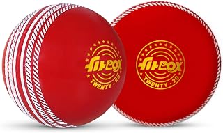 FitBox Sports Twenty20 Cricket Balls Cricket Ball Set for Indoor & Outdoor - 110gm Red/White