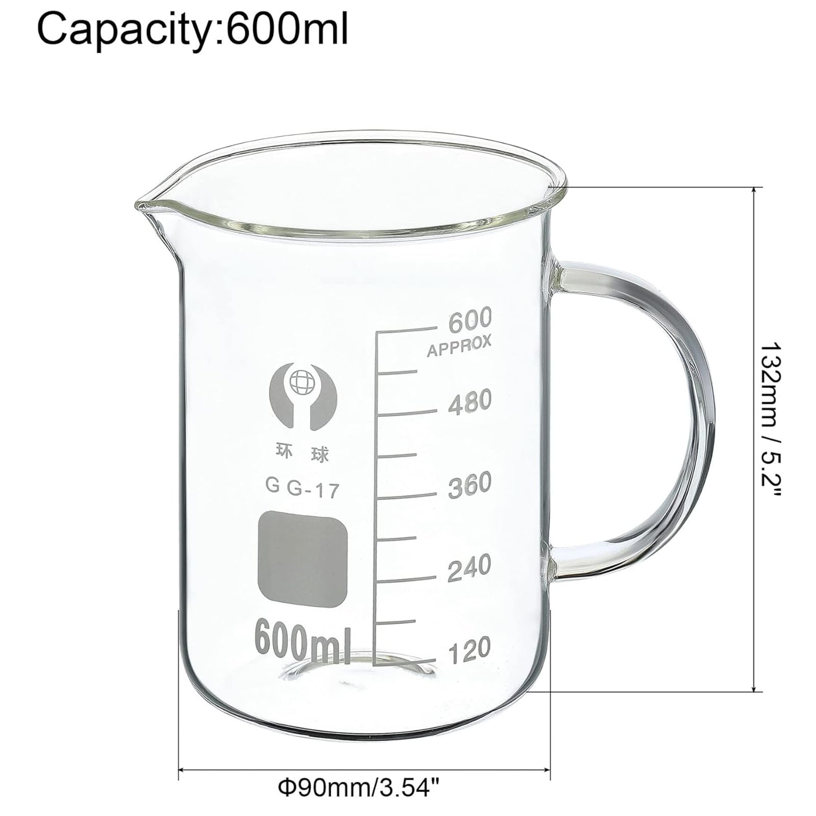 Vaso De Precipitados (600-2000 Ml), con Asa, Resistente A Altas Temperaturas/Reutilizable, Escalas Precisas/fácil De Medir, Pico Cónico, para Experimentos De Enseñanza,2000ml