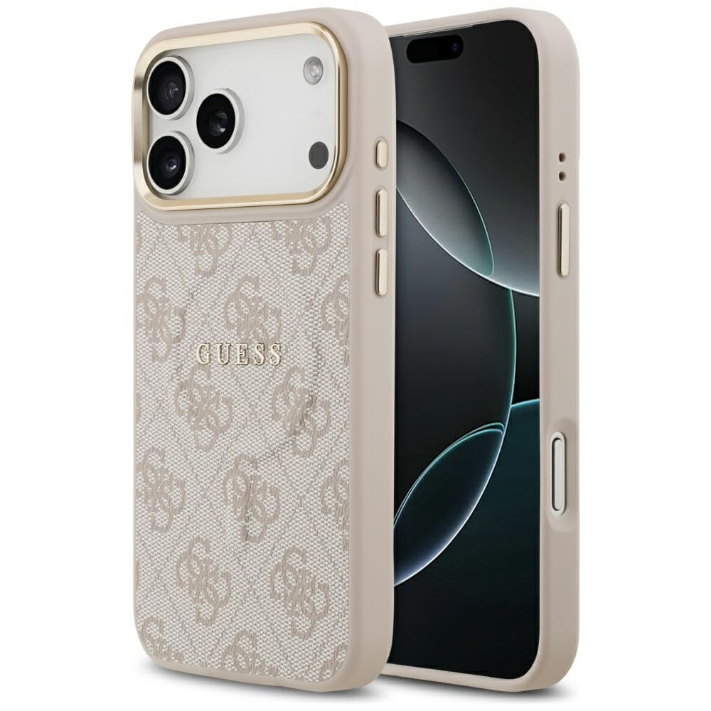 CG MOBILE Guess 4G PU Classic Logo compatibile con MagSafe Custodia per iPhone 17 Pro Max (rosa)