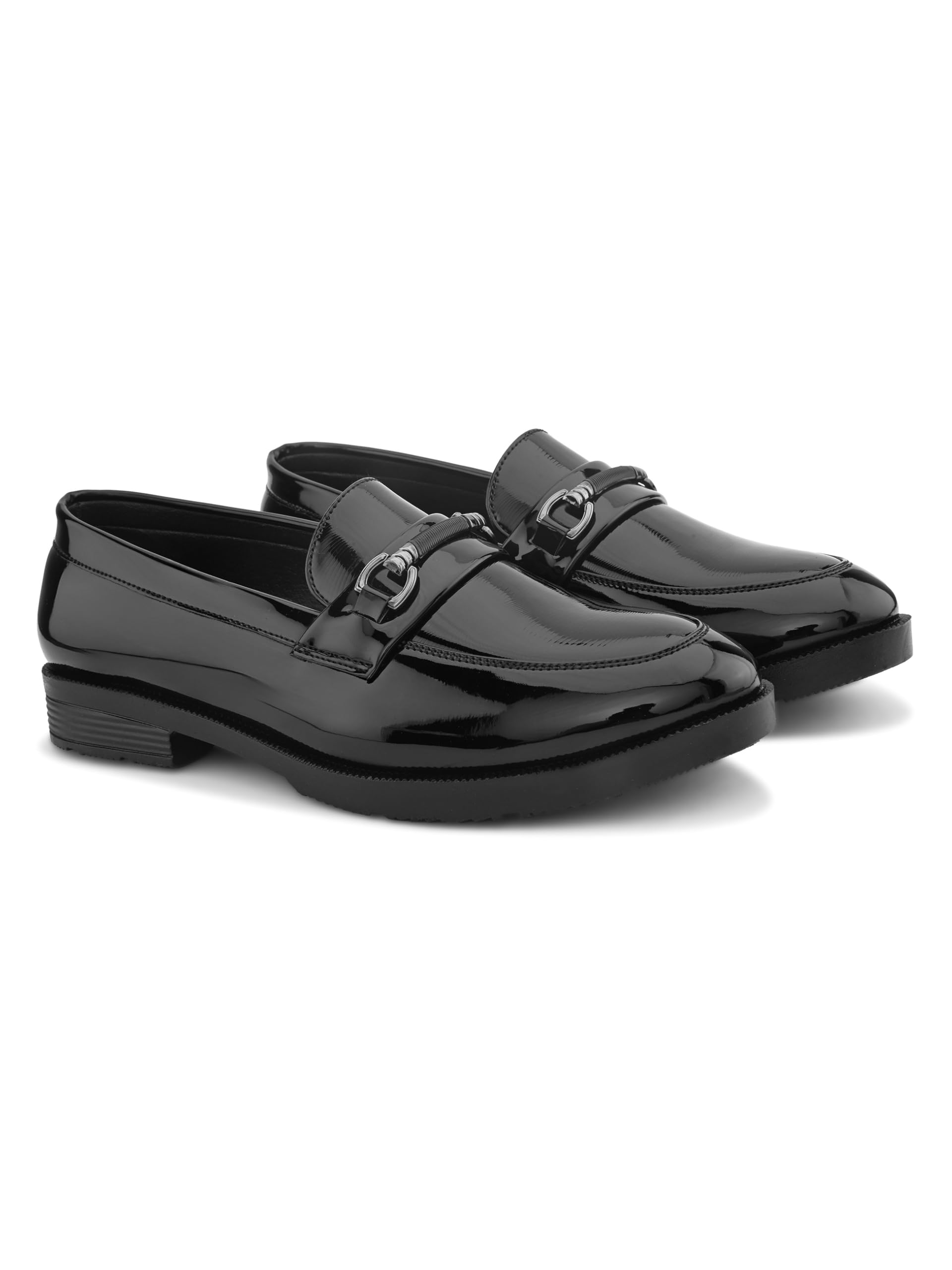 Mens Loafers Men Brown Solid Leatherette petant Formal Office wear Wedding Slip on Moccasins Horsebit Loafers Shoes-image-5