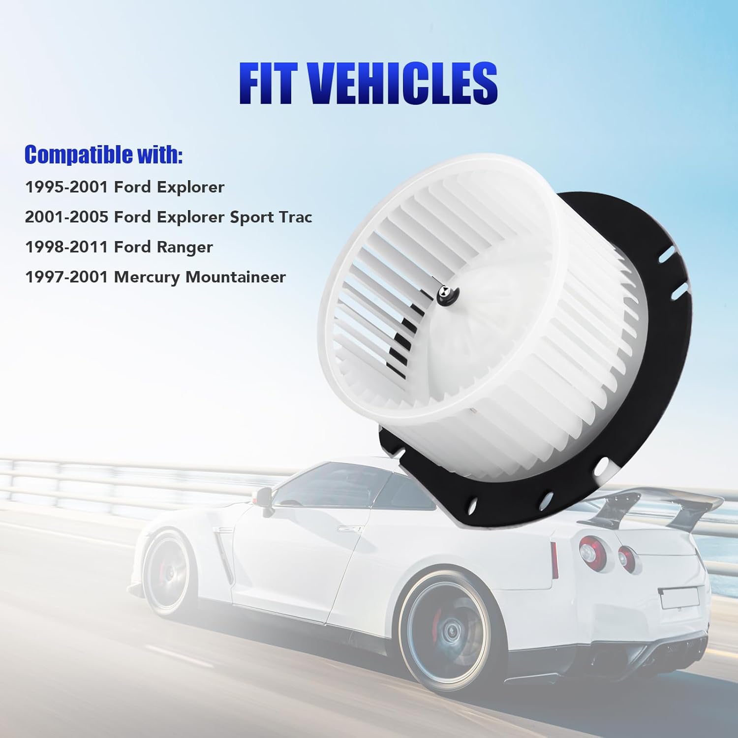 Front AC Blower Motor with Fan Fits for 1995-2001 Ford Explorer, 2001-2005 Explorer Sport Trac, 1998-2011 Ford Ranger, 1997-2001 Mercury Mountaineer HVAC Heater Blower Motor Replaces# 700019