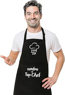 Susana Escribano Delantal de Chef Personalizado para Hombre y Mujer – Negro Unisex – Personaliza con Nombre o Frase – Lige...