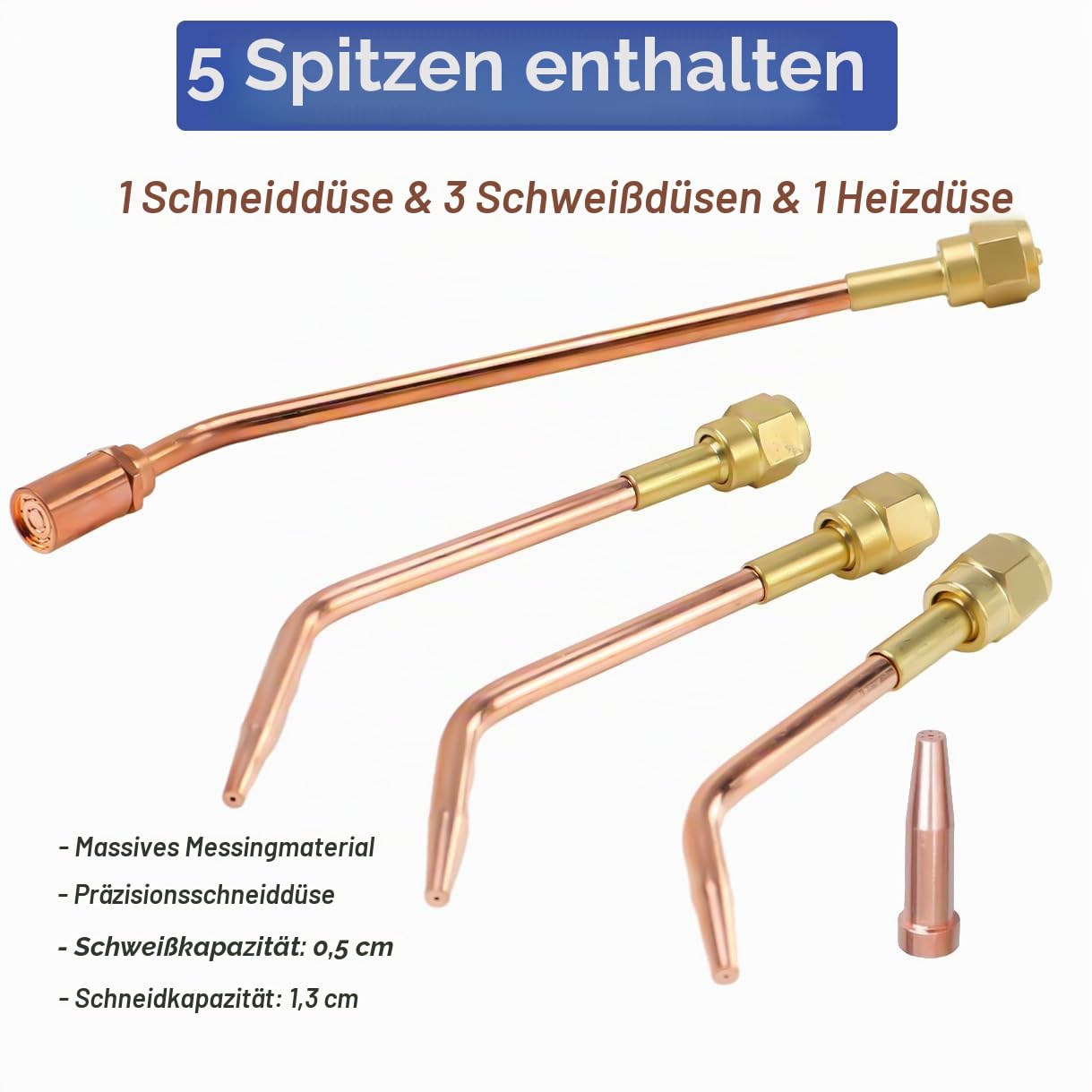 Schneidbrenner-Set, Oxy-Acetylen-Fackel-Set, tragbarer Gasschneidbrenner und Schweißset mit Heizspitze, Acetylen-Sauerstoff-Gasregler, Doppelgasschlauch-Schweißgläser