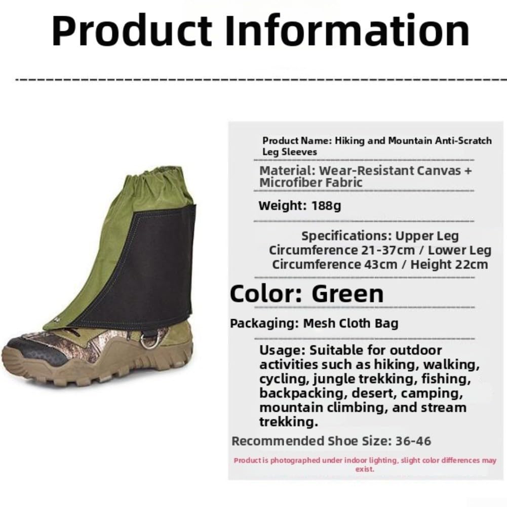 Calentadores Pierna Canvas Camping Ligero Calentadores Pierna(Green 22cm)