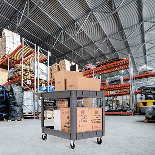 COSTWAY Rolling Trolley Cart, Mobile Utility Storage Organiser Shelves with Swivel Wheels and Handle, Multi-Purpose Serving Cart for Garage Workshop Transport (Grey, 118 x 64 x 84cm)