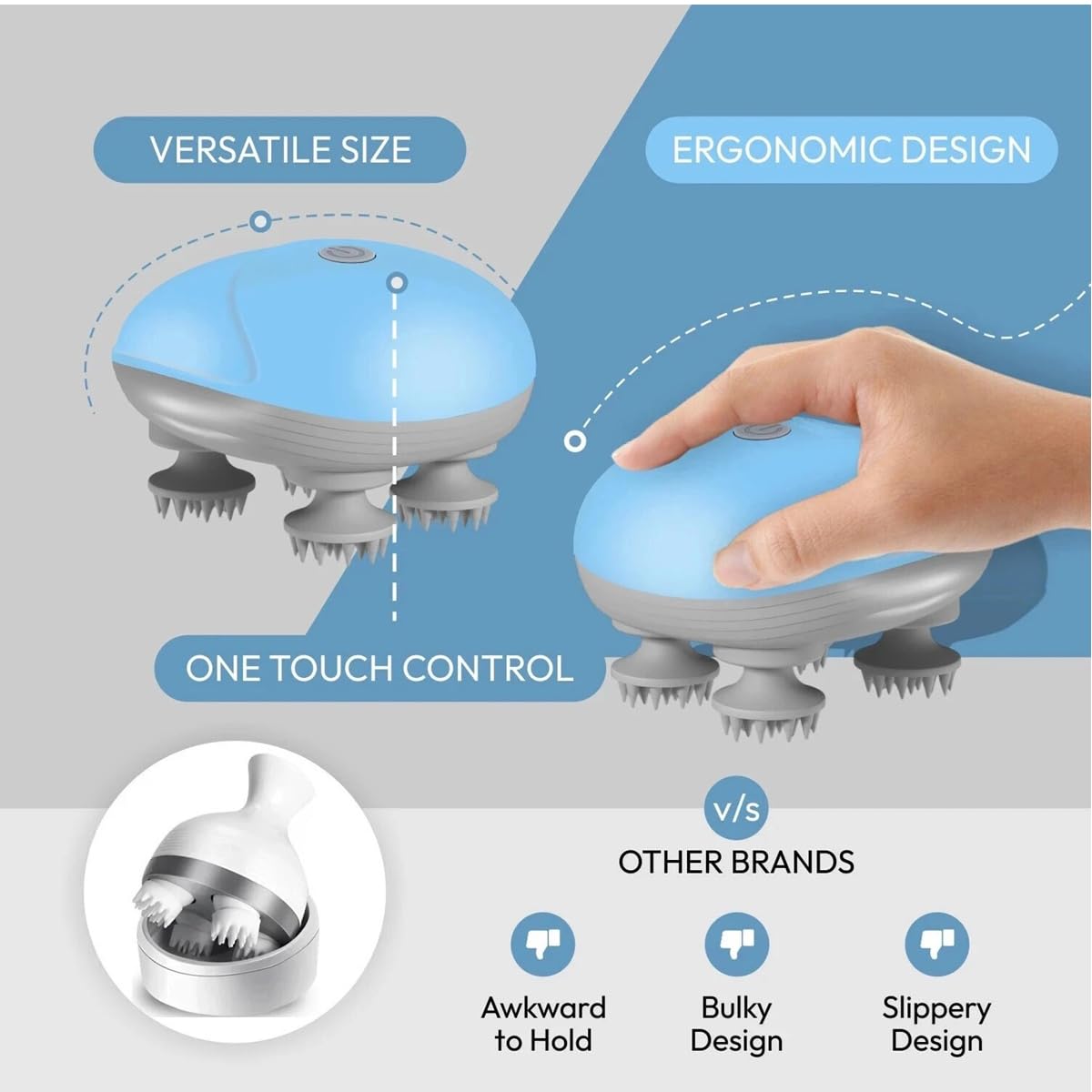 NLB Enterprise Revive Scalp Massage | 96 Silicon Knana Binds With Viosya Head | Scalp for hair growth, body and head masagar, body pain and relaxation massage (blue)