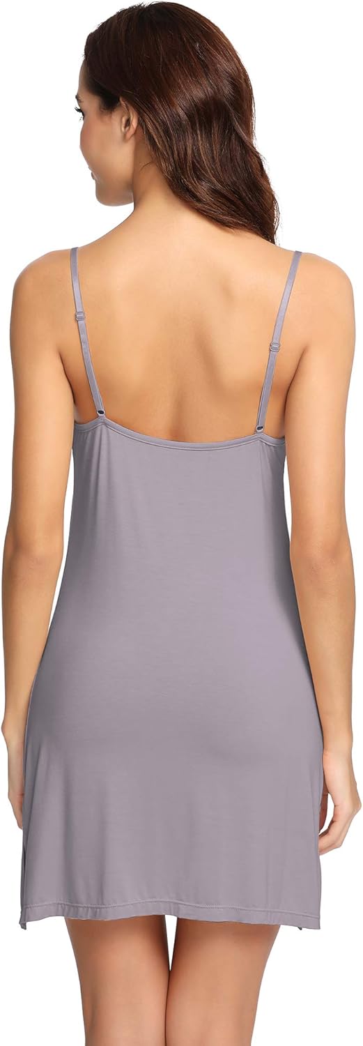 WiWi Slip Dress for Women Bamboo Viscose Spaghetti Strap Lingerie Sexy Cool Nightgowns Soft Sleep Chemise S-4X - Image 2