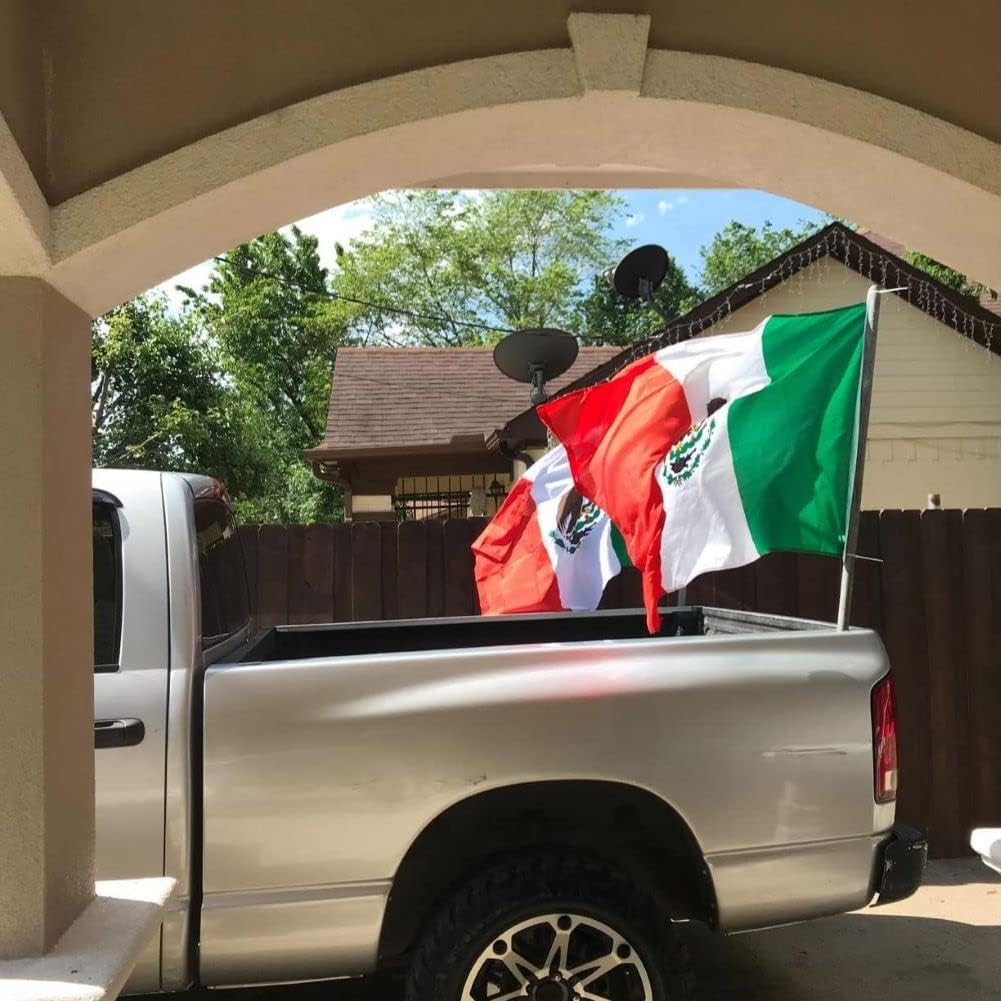 Embroidery Double Sided Mexico Flag 3x5 FT Outdoor- 340D Heavy Duty Mexican National Flags Canvas Header with 2 Brass Grommets Easy to Rising