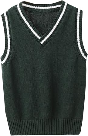 JiaYou Girls Boys Sweater Vest Unisex Cable Knit Cotton Uniform Vest