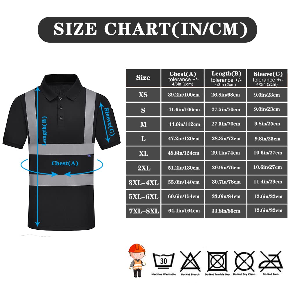 AYKRM Polo de sécurité Haute visibilité 7 Couleurs