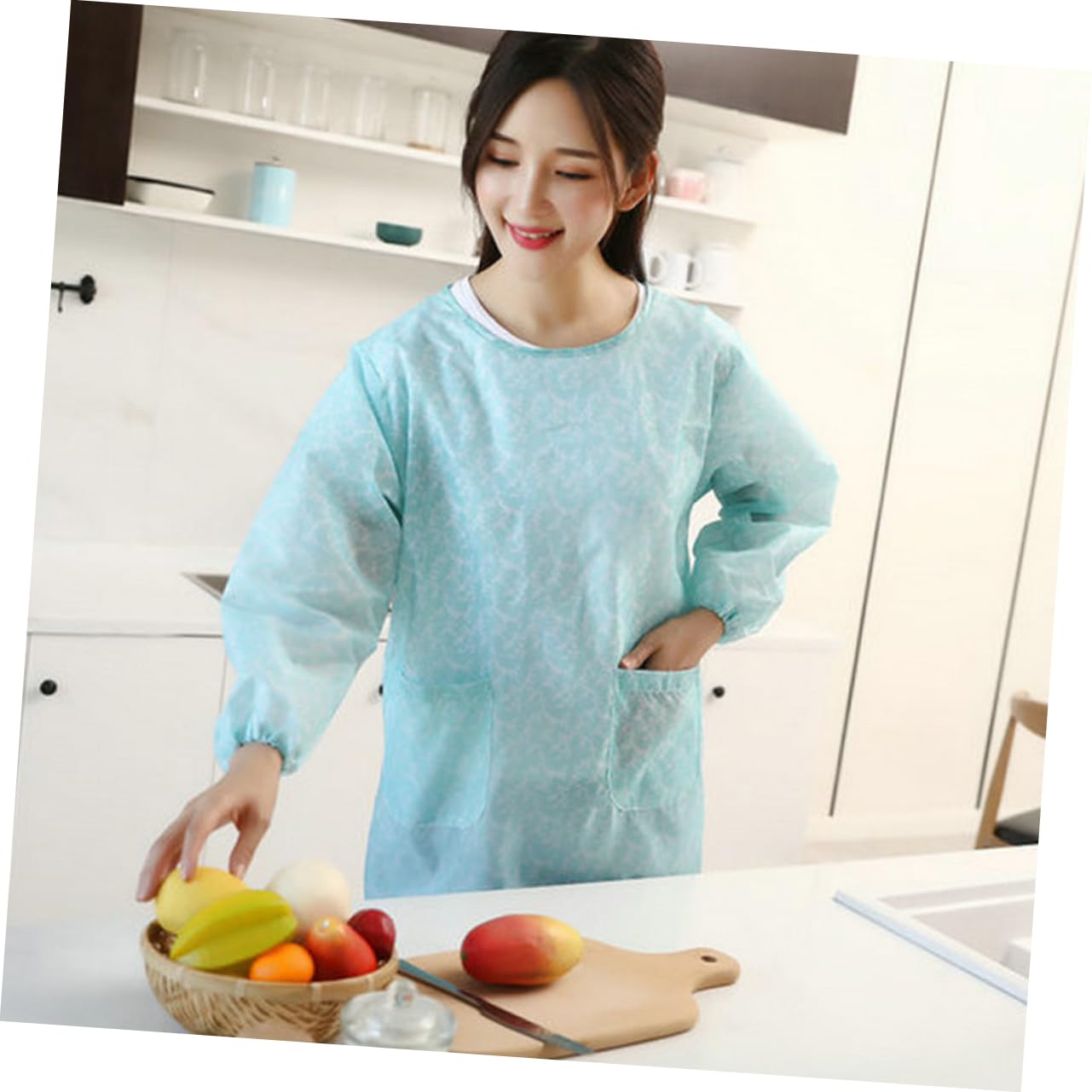 Hemobllo 10pièces Tablier Étanche Avec Manches Pour Adultes Pratique Pour Cuisine Et Ménage Bleu