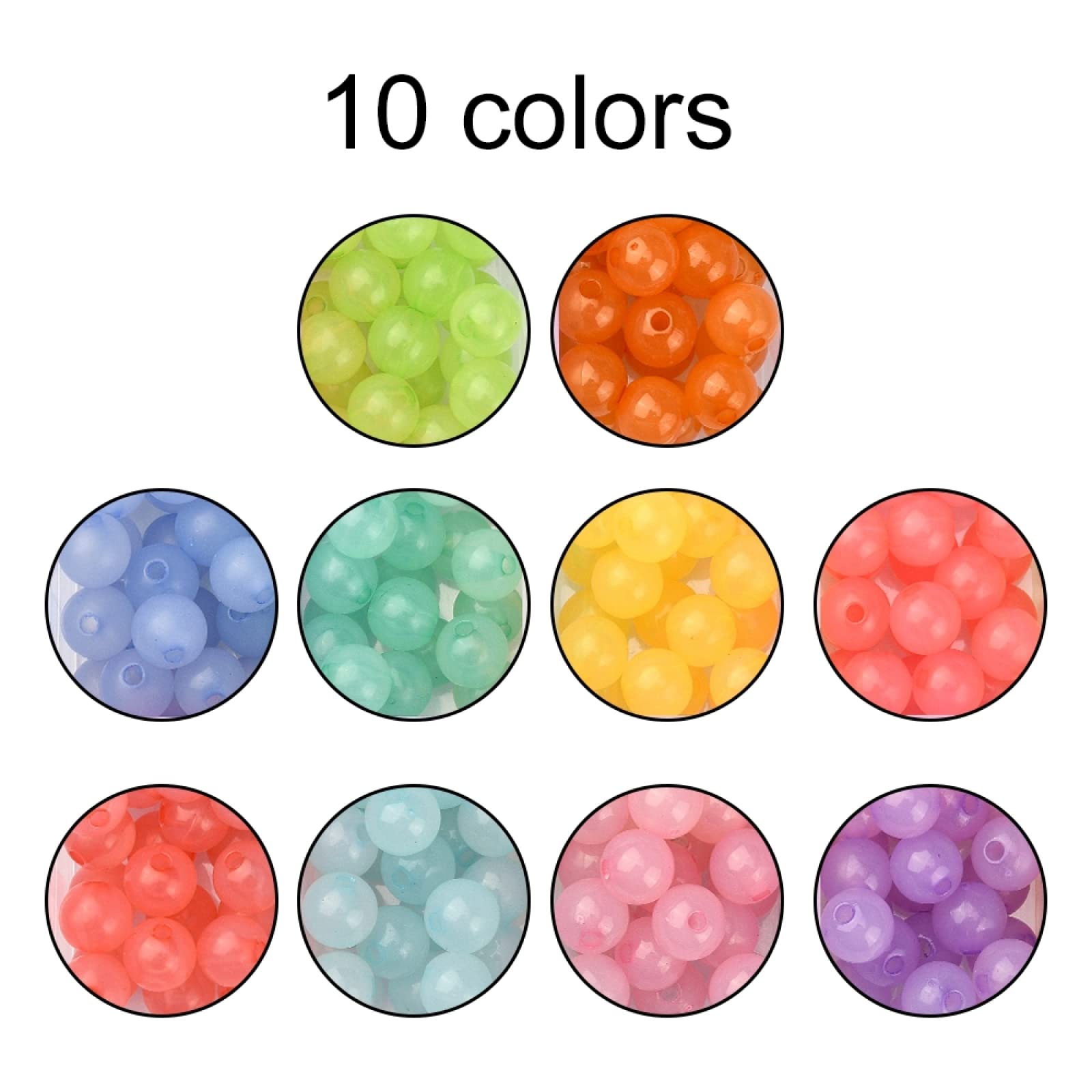 200 Perline Acriliche Rotonde 8 Mm - Colori Misti, Punti Argento Scintillante, Per Bigiotteria