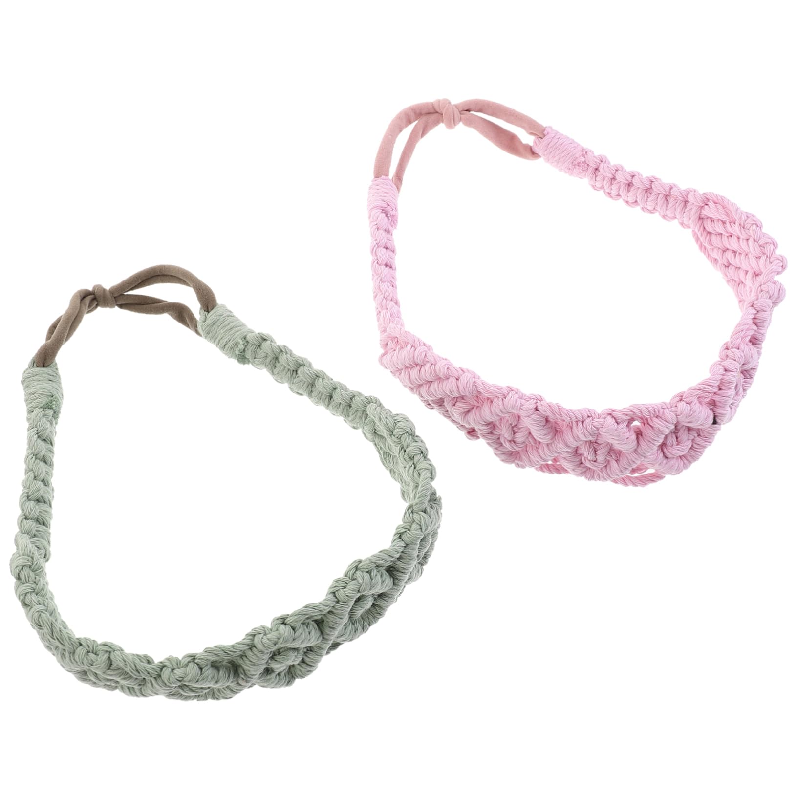 TOVINANNA Handmade Crochet Headbands 2 Pack Women's Elastic Headband for Workout Yoga