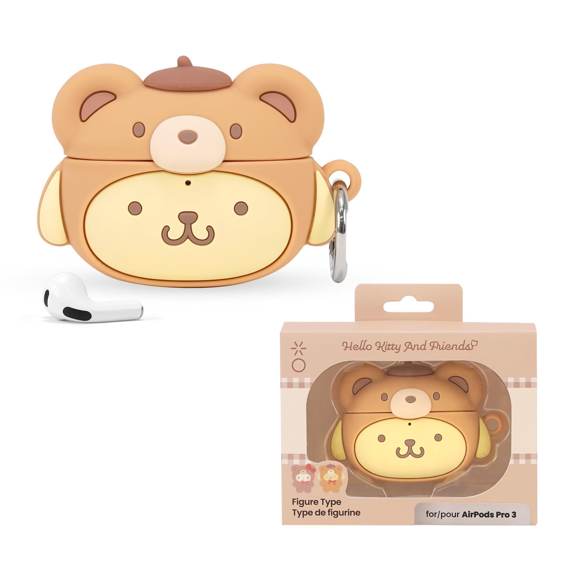 iFace Hello Kitty and Friends Latte Bear Series Compatible with AirPods Pro 3 Case - SuperCute Silicone Protective Cover [Carabiner Clip Included] [Wireless Charging Compatible] – Pompompurin