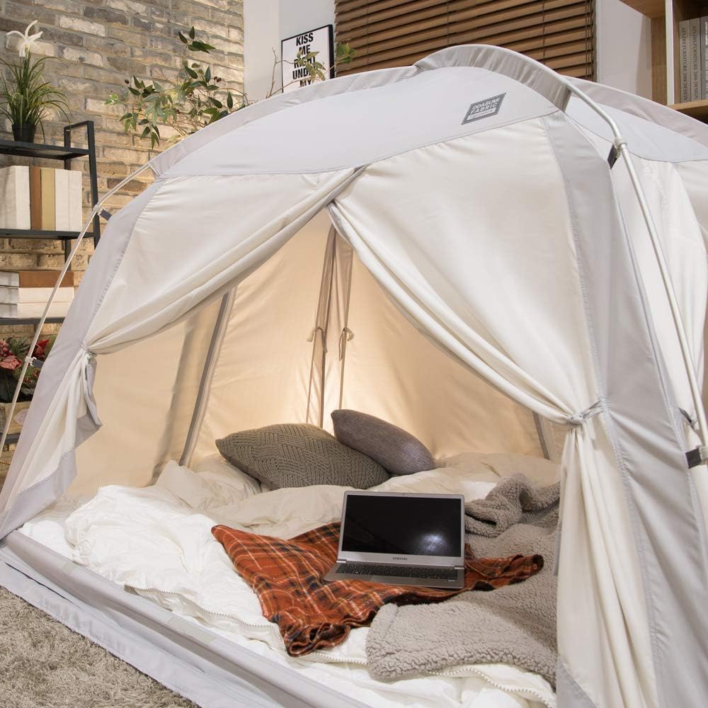 Buy 1 get 1 DDASUMI Signature 4Door Indoor Bed Tent, Privacy Play Tent on Bed for Warm and Cozy Dream Sleep Tent, Floorless Type Tent.Cotton Feeling Tent,S-PE Pole, Washable Tents (Gray, Twin)