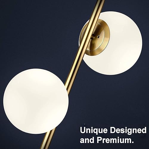 Miniatura 8 de AMARTIZ Lámpara de pie dorada moderna con forma de globo de cristal para sala de estar, luz de pie LED para dormitorios, oficinas, pantalla de