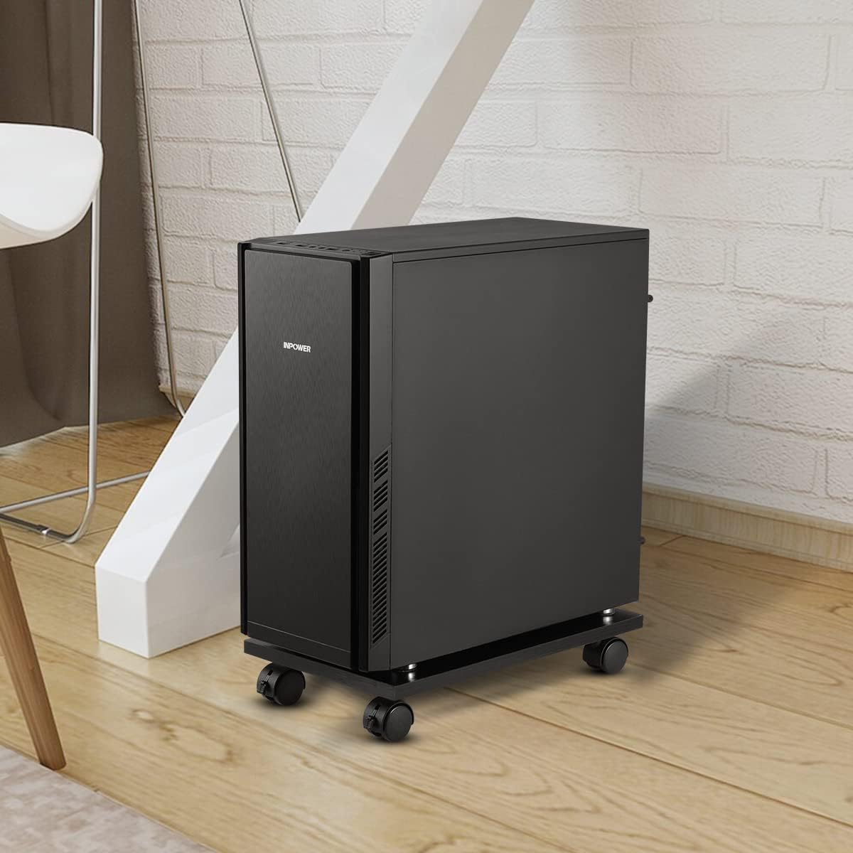 Computer Tower Stand, JACNITAD CPU Stand Cart, Wooden Computer Stand CPU Stand with 4 Casters Wheels Fits, Wooden Computer Tower Cart for Most PC Tower Stands (Black) : Office Products