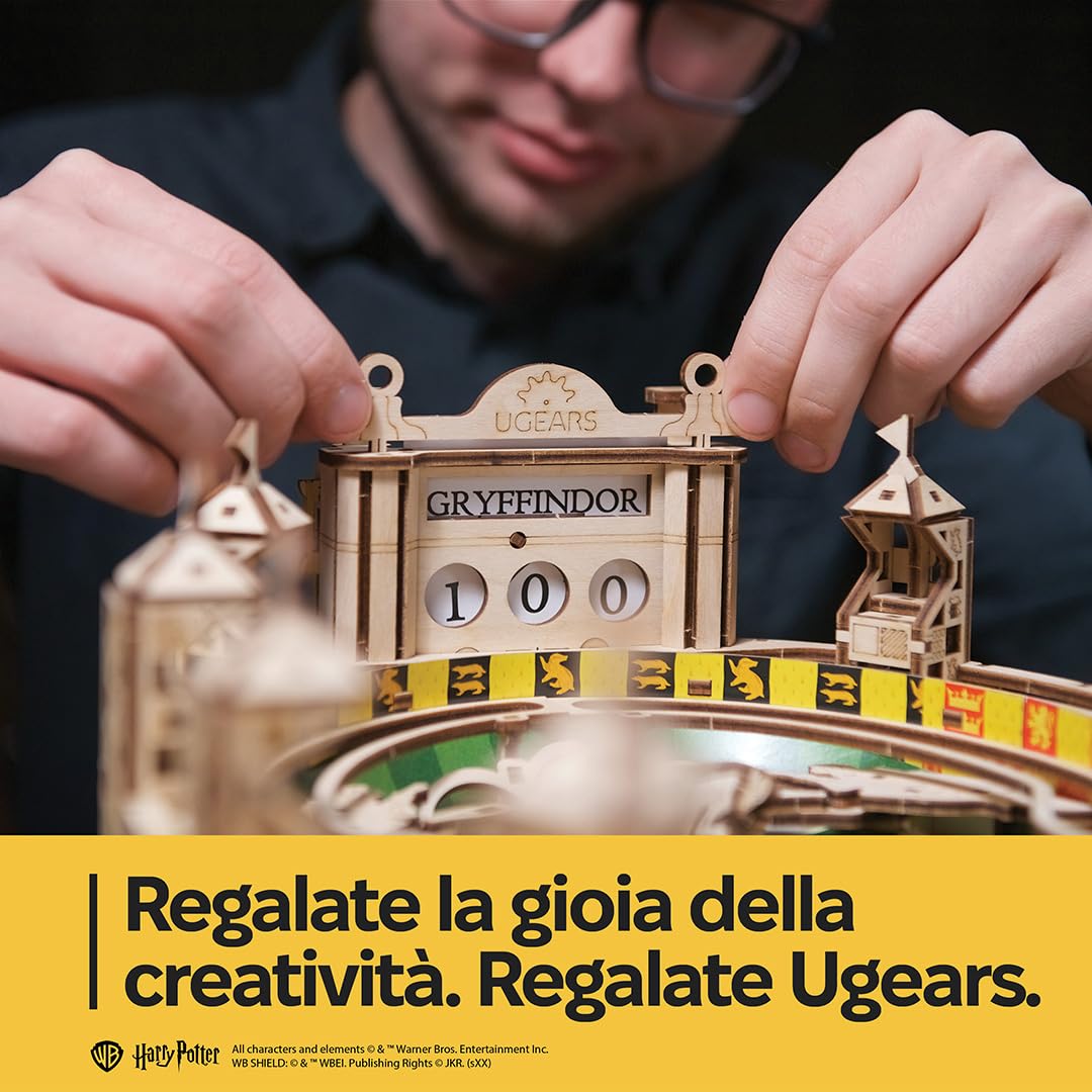 Ugears Macchina Flipper Quidditch Puzzle 3D - Harry Potter Puzzle 3D in Legno per Adulti - Kit DIY con Flipper Funzionanti - Kit Modelli Meccanici in Legno del Papà - 402 Pezzi