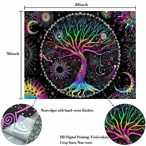 Spenlife Tree Of Life Tapestry Black Light Tapestry For Bedroom Spiritual Tapestry Aesthetic Galaxy Space Tapestry Aesthetic Tapestry Wall Hanging For Bedroom (36×48 Inches) #TOP4