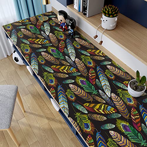 Varypaper 17.7"X78.7" Vintage Colorful Feather Wallpaper Bird Peacock Feather Wall Mural Self Adhesive Removable Peel And Stick Wallpaper For Bedroom Bathroom Decorative Contact Paper For Cabinets #TOP6