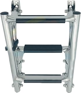Lightweight Boat Step Ladder Telescoping, Slide Mount Boat Boarding Ladders Stainless Steel, for Swimming Pool Deck Dock