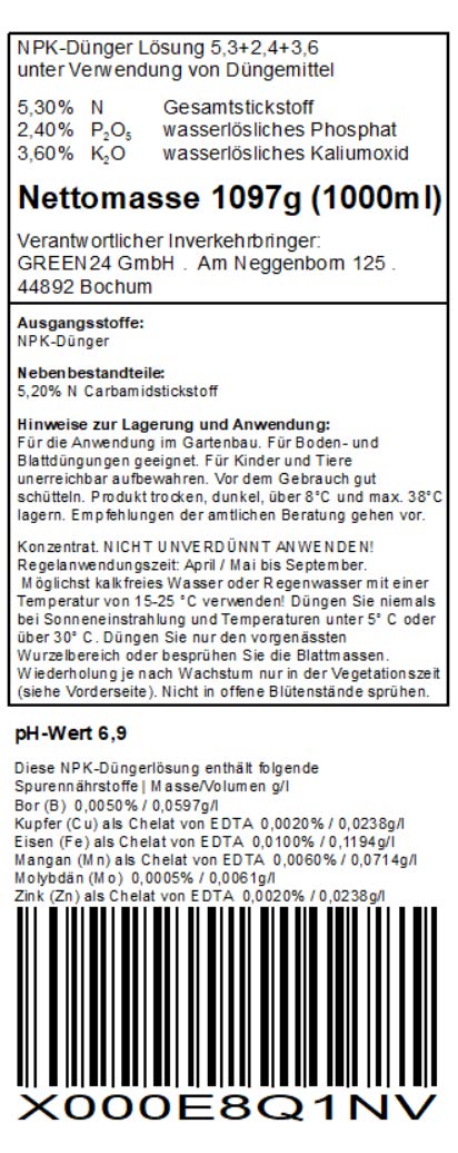 Kirschlorbeer Dünger XL Profi Linie 1 Ltr. zum düngen von vielen Prunus laurocerasus Pflanzen, HIGHTECH Flüssigdünger für Lorbeer Hecken und Kübel