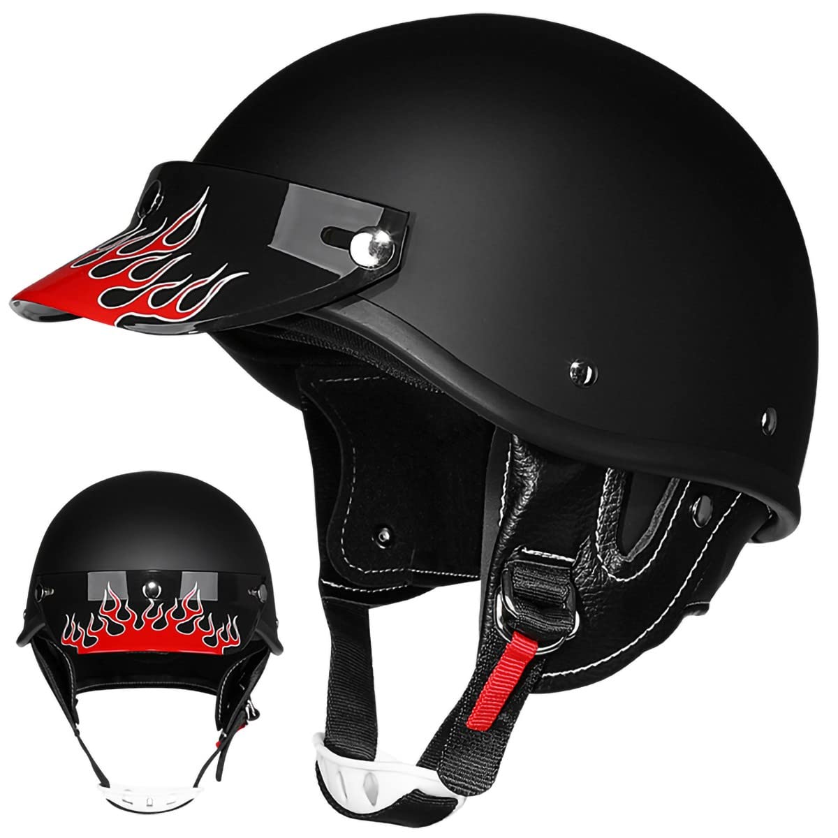 Demi-casque de moto rétro vintage type casquette de baseball pour homme et femme