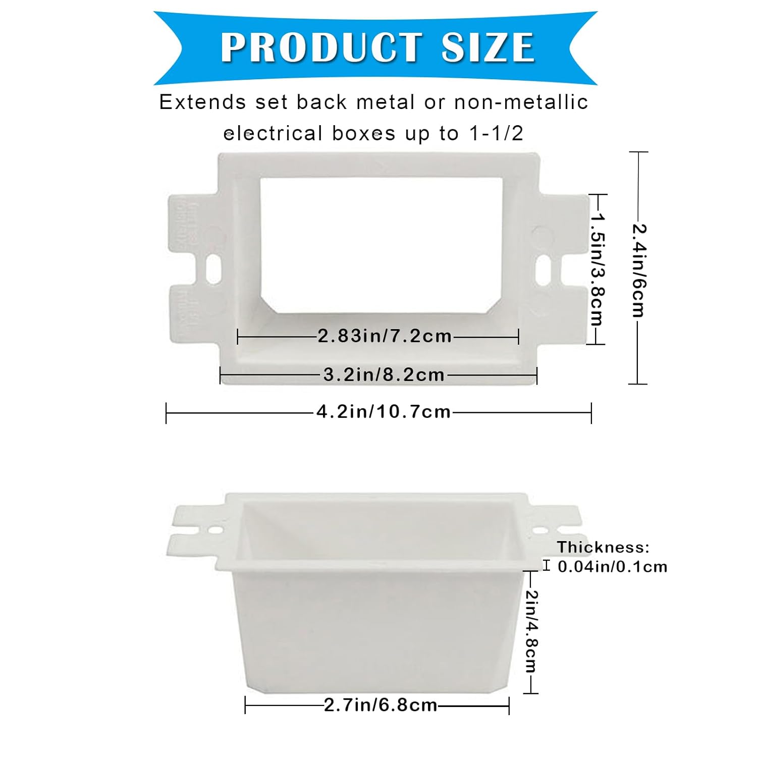 SLK-1 (1-Gang) Electrical Outlet Box Extenders with 12Pcs Screws, Electrical Power Single Gang Box Extender Power Switch Receptacle Extender Accessories(6 Pack, White)