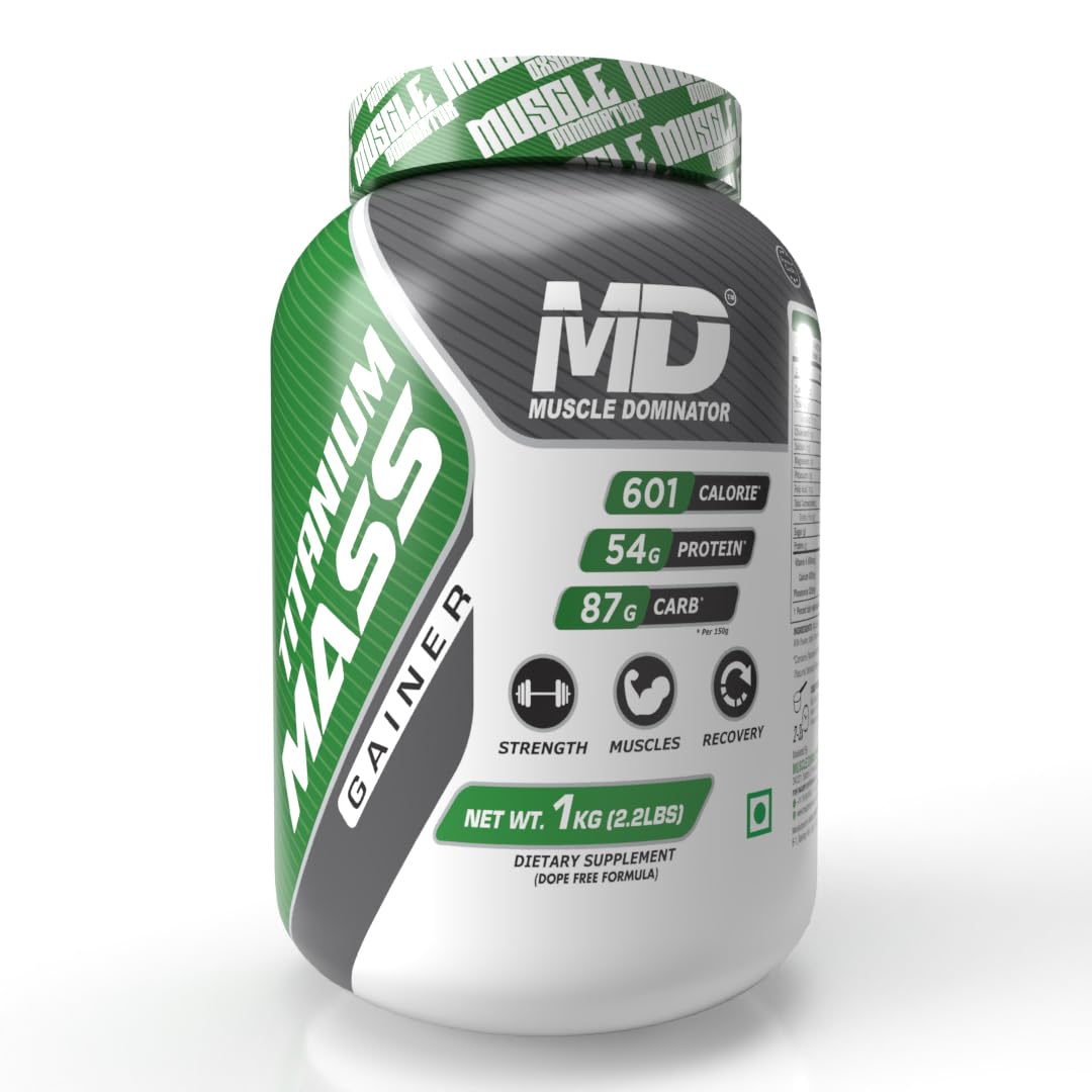 Muscle Dominator Titanium Mass Gainer | High-Calorie Protein Supplement for Muscle Growth and Recovery - 601 Calories, 54g Protein, 87g Carbs (Cafe Late, 1 Kg.) (B0CVXZ3B4B) Amazon Price History, Amazon Price Tracker