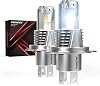 TUINCYN H4 LED Headlight Bulbs, 120W 24,000LM 600% Brightness 6000K White Wireless 9003 HB2 High Low Dual Beam Conversion Kit, Mini Size Plug and Play Halogen Replacement, IP65 Waterproof, Pack of 2