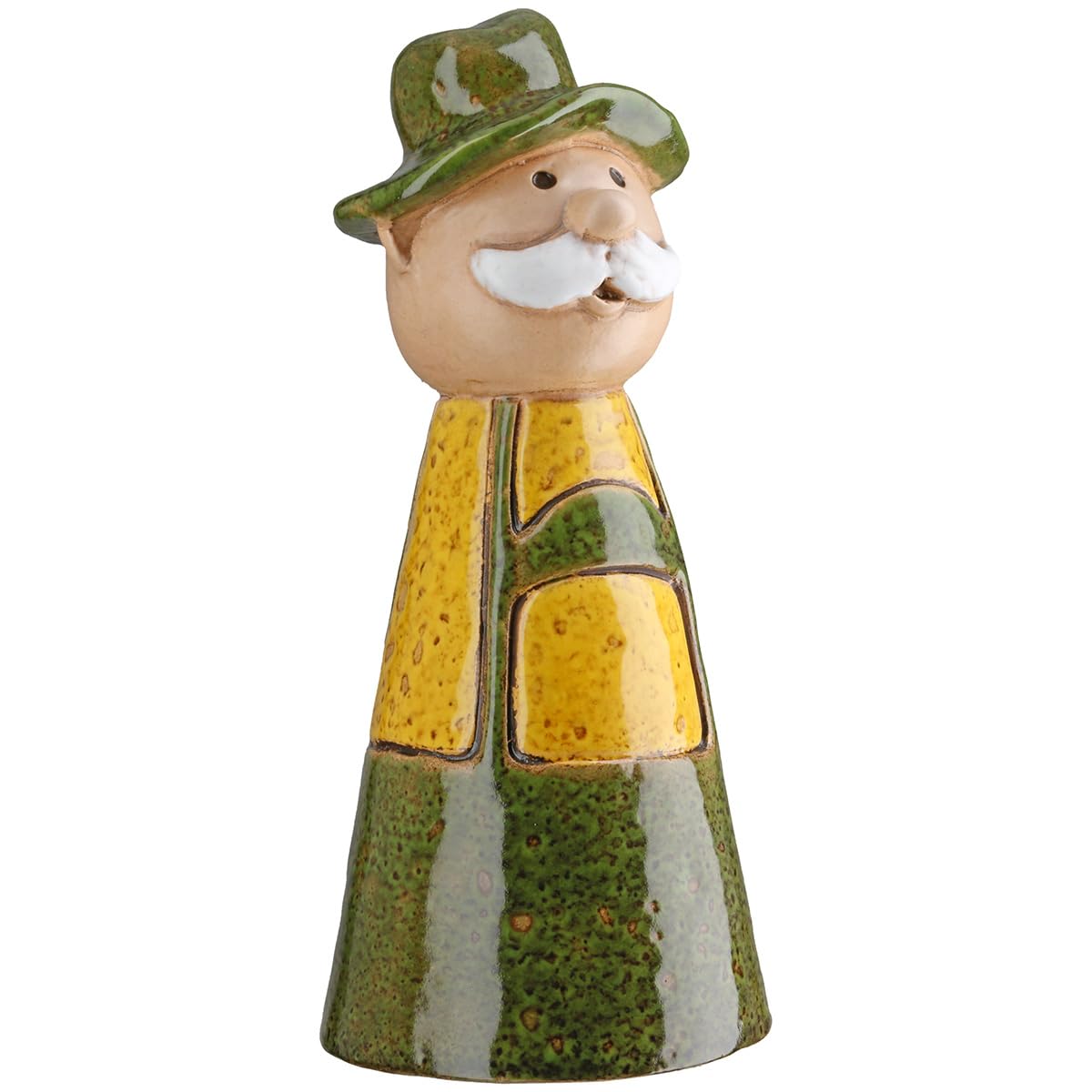 MF Zaunfigur Gartenpaar Leni und Paul, Keramik, Grün und Orange, 20 cm Höhe, Glänzende Oberfläche, 2er Set Gartendekoration