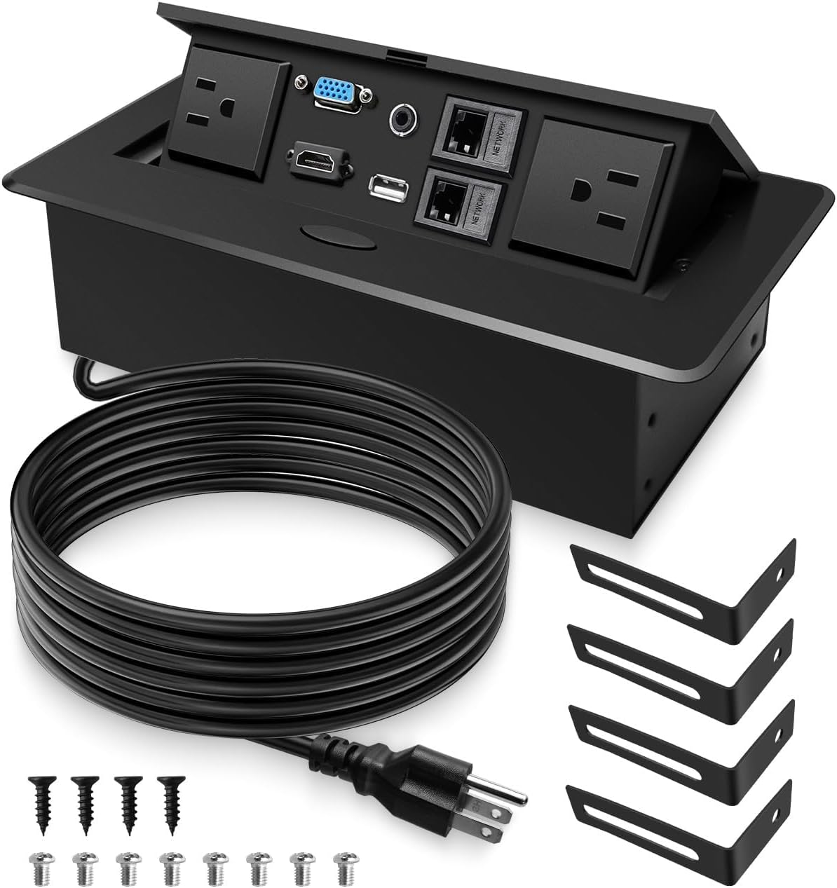 Pop Up Conference Table Power Outlet with 4KHDMI, VGA, RJ45, USB & AC Ports