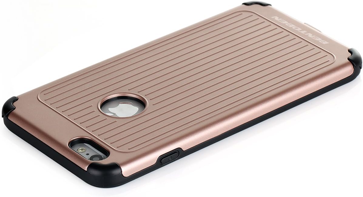 iPhone 6 Plus Case, iPhone 6S Plus Case, BENTOBEN 2 in 1 Slim Hybrid Anti Slip Durable Bumper Shockproof Rugged Cover Protective Case for iPhone 6 Plus/6S Plus (5.5 inch), Rose Gold & Black