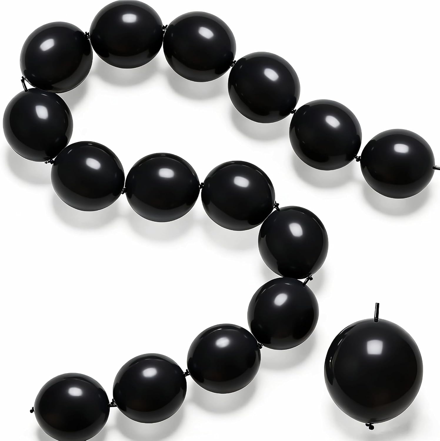 Black Linking Balloons 6 inch, 100pcs link Balloons for Quick Connect, Quick Link Balloons for Party DIY Arch Garland Background, Wedding Birthday Baby Shower Decor