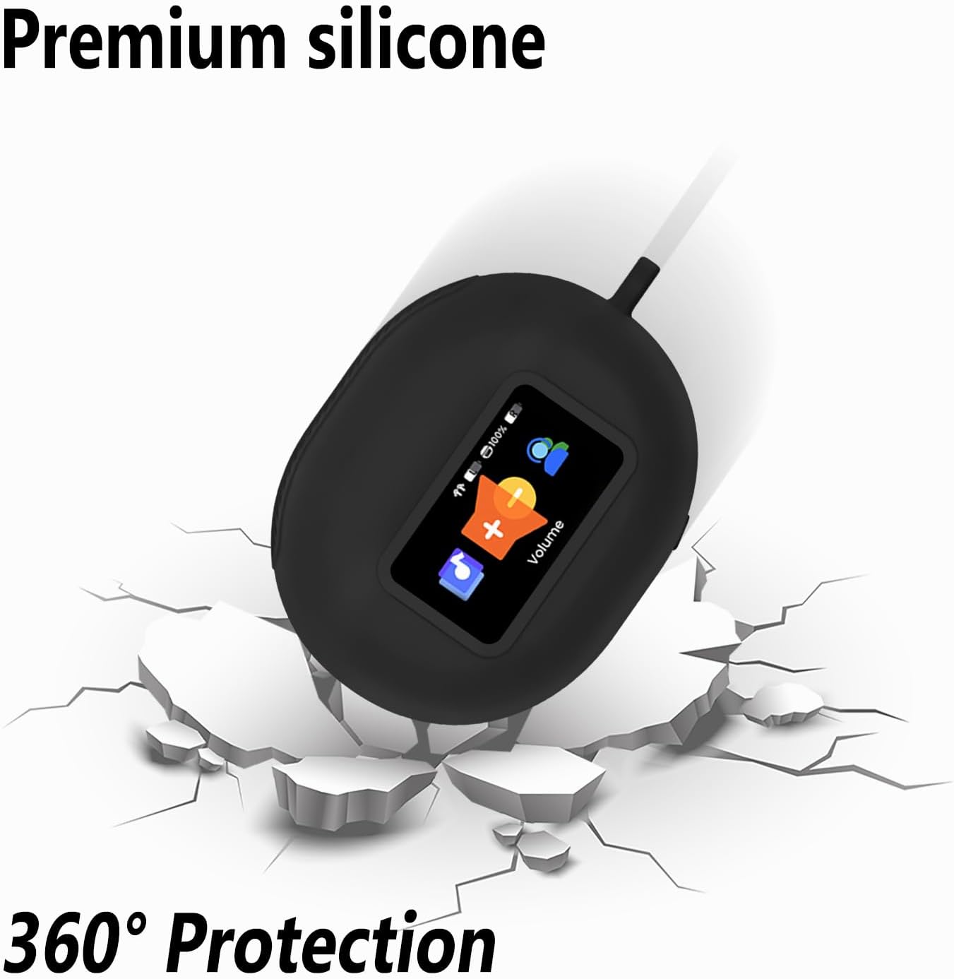 Geiomoo Silicone Cover for TOZO NC20 Pro Case, TOZO NC20 Case, Soft Flexible Scratch Resistant Protective with Carabiner (Black)