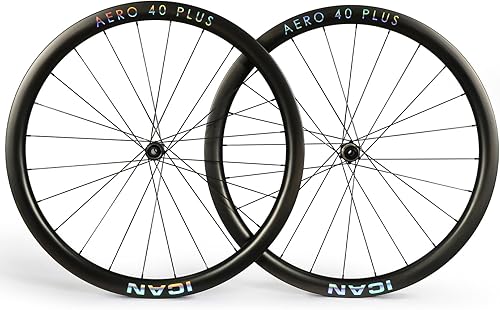 ICAN AERO(Plus) Disco de 1.575 in1.969 in 47.80 oz48.75 oz49.38 oz50.44 oz Carbon Road Bike Wheelset 700C Freno de disco 0.722 in0.906 in Ancho
