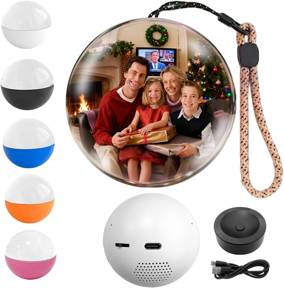 2.7'' WiFi Memory Sphere Ball Orb Lamp Custom Video Christmas Ornament USB Rechargeable Crystal Ball Video Player Gift for Valentine,Family Memories (White, WiFi-2.7inch)