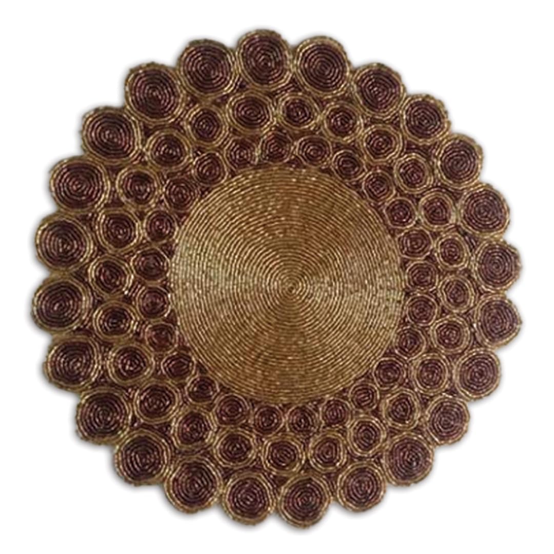 FLIHAUT Glass Handcrafted Round Beaded Decorative Placemat For Dining Table (14 Inches) Gold & Copper (B07KSDQFH2) Amazon Price History, Amazon Price Tracker