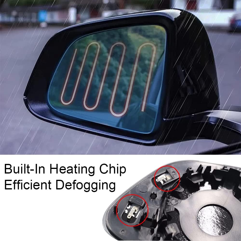 2Pcs Wide Angle Side Mirror Glass for Tesla Model Y 2020-2026 Anti Glare Heat Defogging Blue Lens with Backing Plate