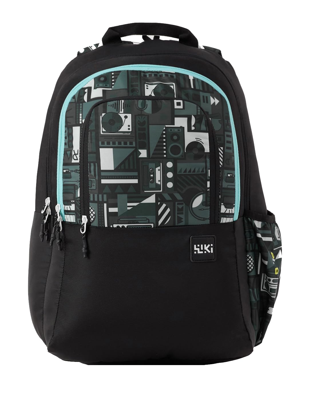 Wiki 2 32L Laptop Backpack for Men & Women | Fits 15.6 inch Laptop | Padded Shoulder Straps, Multi Compartments, Anti-Theft Zippers | School & College Bag | Music Pattern Black-image-37