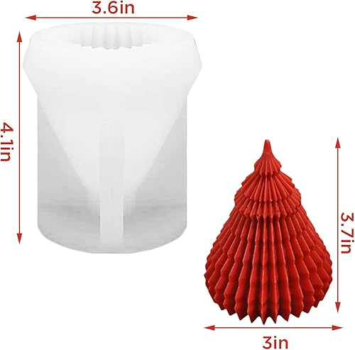 Miniatura 2 de Molde grande de vela de silicona para árbol de Navidad, molde en forma de cono en espiral 3D, árbol de Navidad plegable para hacer velas, moldes